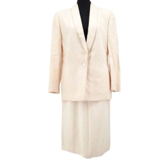 Pendleton Dresses & Skirts - VTG 80s Miss Pendleton Cream Ivory Wool Single Button Blazer Skirt Suit Set 12